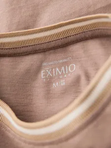 Pánske tričko s dlhým rukávom a s logom- hnedé
