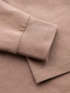 Pánske tričko s dlhým rukávom a s logom- hnedé