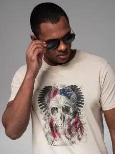 Trendy tričko s nápisom pre mužov krémové