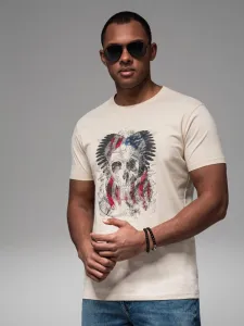 Trendy tričko s nápisom pre mužov krémové