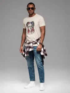 Trendy tričko s nápisom pre mužov krémové