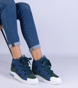 Gemre Granátovo-zelené dámske tenisky s hrubými šnúrkami Gralina