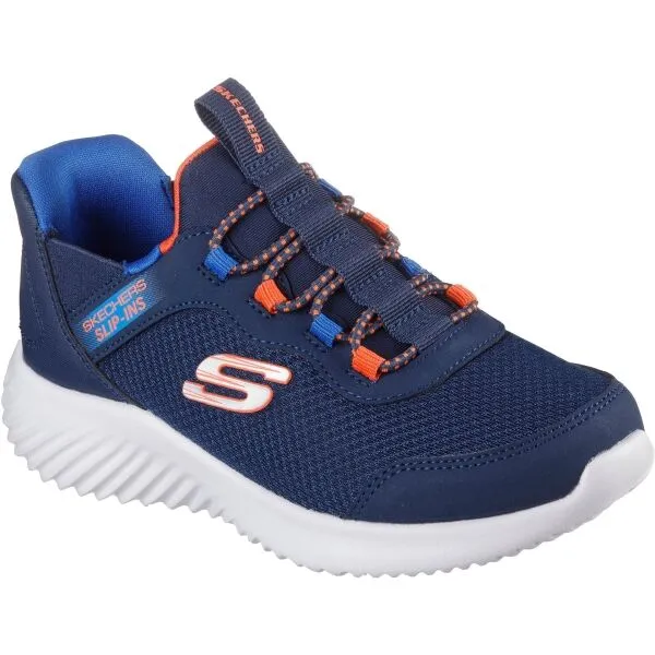 Skechers BOUNDER - BRISK-BURST Detská voľnočasová obuv, tmavo modrá, veľkosť