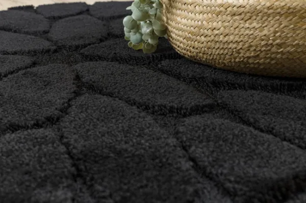 Kúpeľňový koberček SUPREME STONES kamienky, čierny kruh