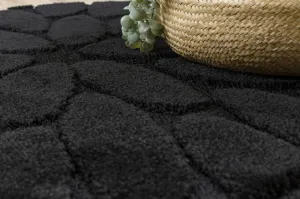 Kúpeľňový koberček SUPREME STONES kamienky, čierny kruh