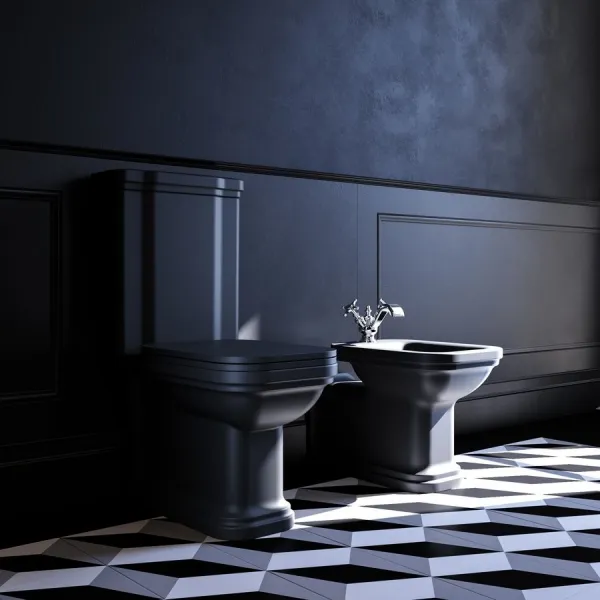 KERASAN - WALDORF WC kombi misa 40x68cm, spodný/zadný odpad, čierna mat 411731