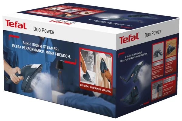 Naparovacia žehlička a naparovač odevov Tefal Duo Power 2v1 JF4032E0 Tmavo modrá