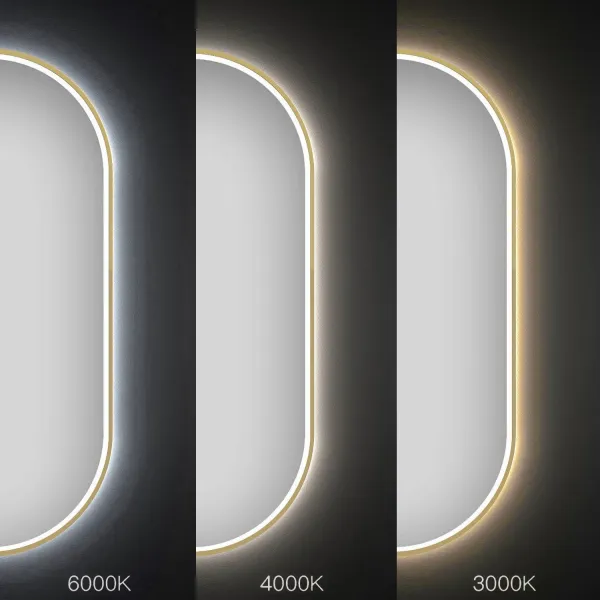 Tutumi Oválné nástěnné zrcadlo s LED osvětlením OVL 50x100 cm zlaté