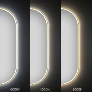 Tutumi Oválné nástěnné zrcadlo s LED osvětlením OVL 50x100 cm zlaté