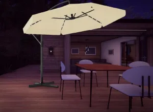 Chomik Záhradný slnečník BANANA s LED osvetlením | béžová 300 cm