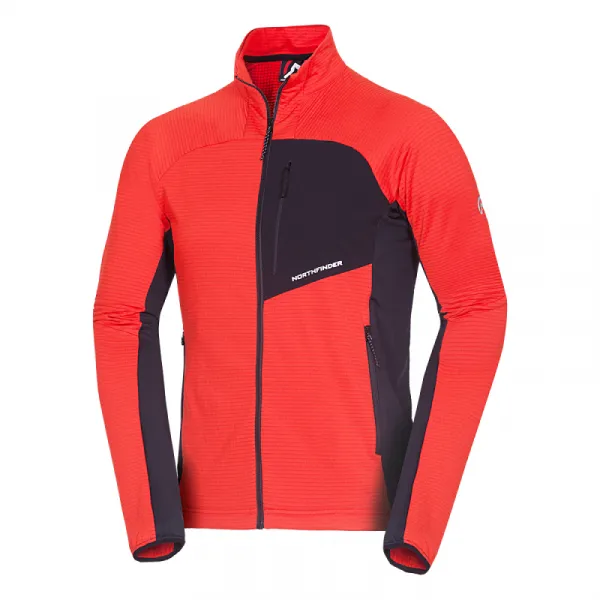 Pánska turistická mikina so zipsom NORTHFINDER PRIMO-361redblack