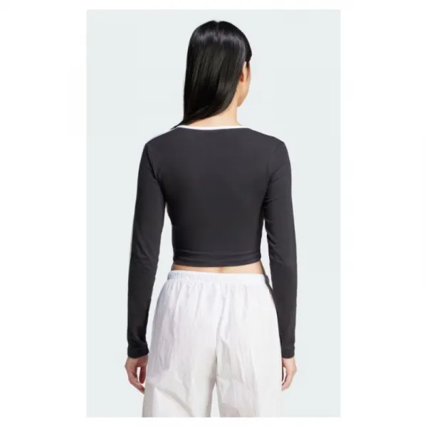 Dámske tričko s dlhým rukávom ADIDAS ORIGINALS 3S LS CROP-BLACK