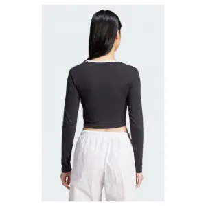 Dámske tričko s dlhým rukávom ADIDAS ORIGINALS 3S LS CROP-BLACK