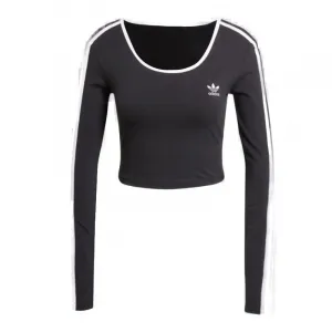 Dámske tričko s dlhým rukávom ADIDAS ORIGINALS 3S LS CROP-BLACK