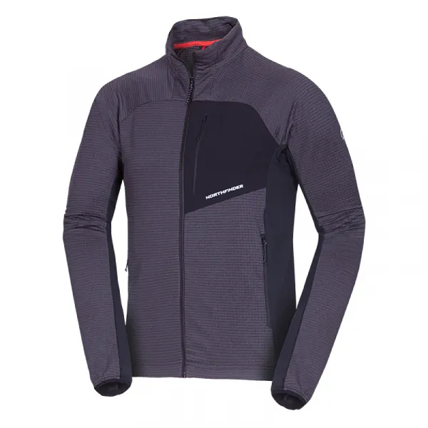 Pánska turistická mikina so zipsom NORTHFINDER PRIMO-270blackblack