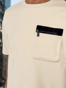 Jedinečný pánsky komplet s krátkym rukávom krémová farba