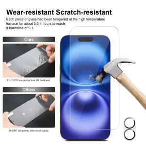 JP Mega Pack Tvrdených skiel, 3 sklá na telefón s aplikátorom + 2 sklá na šošovku, iPhone 16 Plus