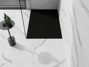 MEXEN/S - Stone+ obdĺžniková sprchová vanička 100 x 70, čierna, mriežka čierna 44707010-B