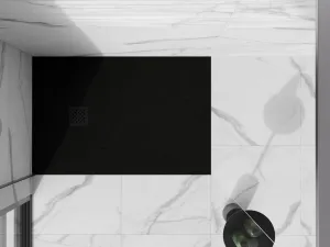 MEXEN/S - Stone+ obdĺžniková sprchová vanička 100 x 70, čierna, mriežka čierna 44707010-B