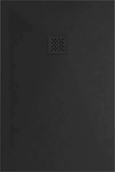 MEXEN/S - Stone+ obdĺžniková sprchová vanička 100 x 80, čierna, mriežka čierna 44708010-B