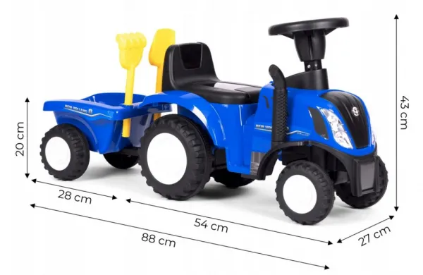 ModrýtraktorNEWHOLLANDsvlečkouanáradim