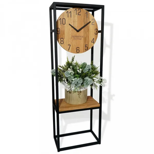 Štýlovédubovéhodinysrobusnýmkovovýmrámom100cm61056