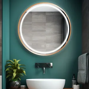 Tutumi Nástěnné zrcadlo s LED osvětlením MMJ 60 cm růžově zlaté
