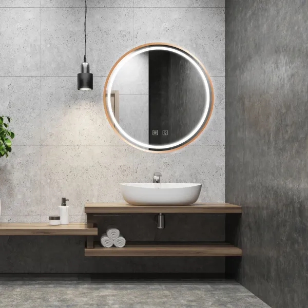 Tutumi Nástěnné zrcadlo s LED osvětlením MMJ 60 cm růžově zlaté
