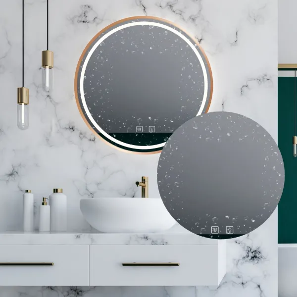 Tutumi Nástěnné zrcadlo s LED osvětlením MMJ 60 cm růžově zlaté