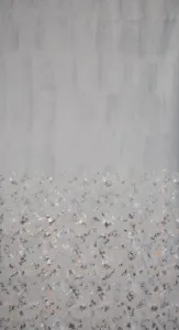 Hotový záves MARIELA strieborný / šampanské - na páske