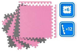 JAKS Penové puzzle podložky rúžovo šedé 60 x 60 cm