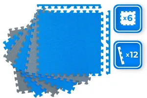 JAKS Penové puzzle podložky modro šedé 60 x 60 cm
