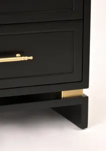 LivinHill Noční stolek Hamilton 60 cm z masivu černý