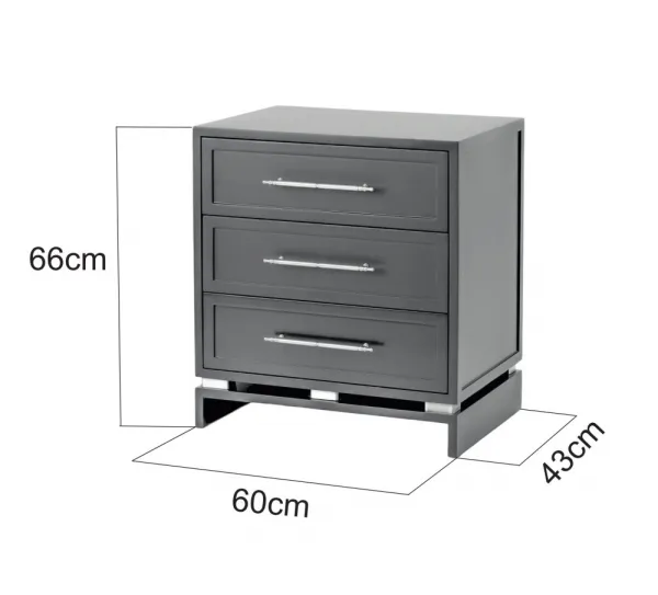 LivinHill Noční stolek Hamilton 60 cm z masivu černý