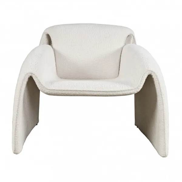 LivinHill Designové křeslo Leith bouclé bílé