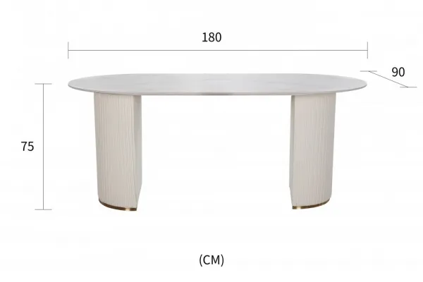 LivinHill Jídelní stůl Modig 180 cm eko kůže ecru/mramor