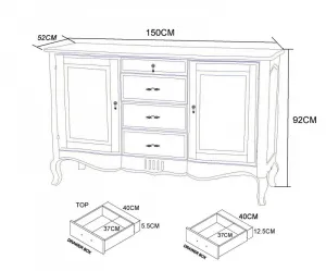 LivinHill Komoda Venezia 150 cm z masivu béžová