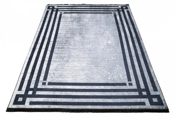 SivýtrendovýkoberecsprotišmykovouúpravouageometrickýmvzoromŠírka:140cm|Dĺžka:200cm56704_116014