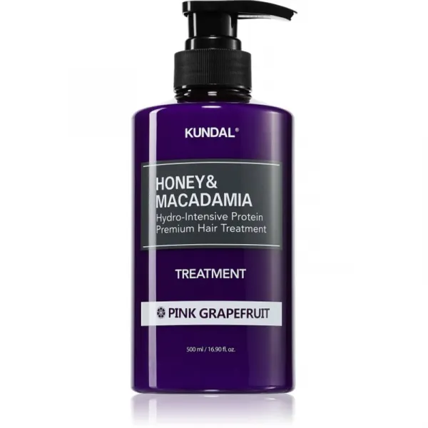 KUNDAL Honey & Macadamia Pink Grapefruit intenzívna hydratačná starostlivosť pre suché a poškodené vlasy 500 ml