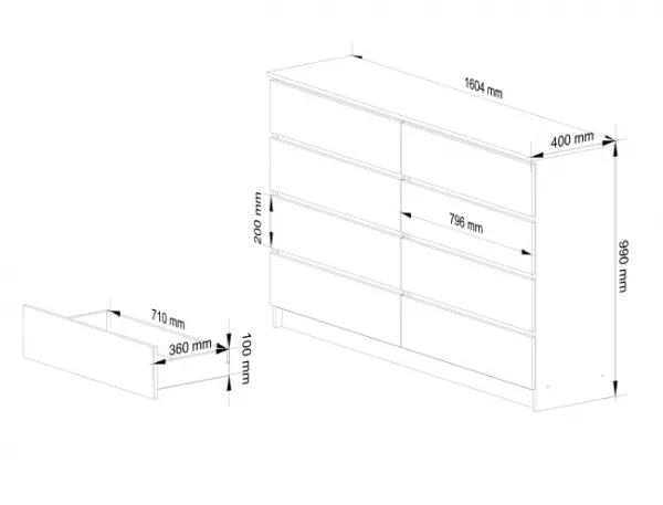 Ak furniture Komoda Inbia K 160 cm biela
