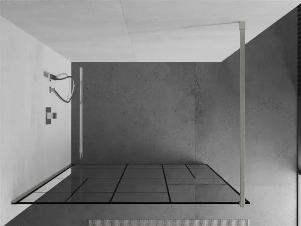 MEXEN/S - Kioto Sprchová zástena WALK-IN 80 x 200, čierny vzor 8 mm, nikel kefovaná 800-080-101-97-78