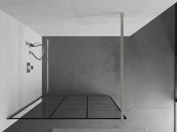 MEXEN/S - Kioto Sprchová zástena WALK-IN 120 x 200, čierny vzor 8 mm, nikel kefovaná 800-120-101-97-77