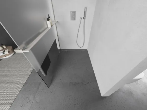 MEXEN/S - Kioto+ Sprchová zástena WALK-IN s poličkou a držiakom uterákov 100 x 200, transparent/dekor, nikel kartáčovaná 800-100-121-97-35