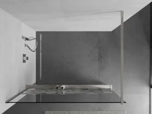 MEXEN/S - Kioto+ Sprchová zástena s poličkou WALK-IN 110 x 200, biela vzor, nikel kartáčovaný 800-110-121-97-85