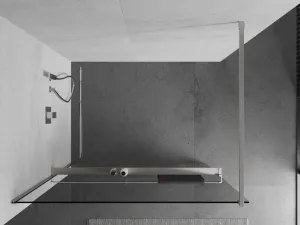 MEXEN/S - Kioto+ Sprchová zástena s poličkou WALK-IN 85 x 200, transparent, nikel kartáčovaný 800-085-121-97-00