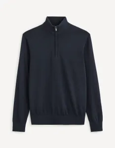 Tmavo modrý pánsky basic sveter Celio Gecotont