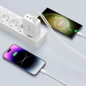 Tech-Protect GaN sieťová nabíjačka USB / 3x USB-C 100W PD QC, biela