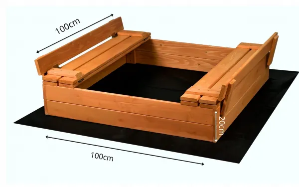 Profitent Uzatvárateľné impregnované pieskovisko s lavičkami 100x100cm + agrotextília+krycia plachta