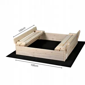 Profitent Uzatvárateľné pieskovisko s lavičkami 100x100cm + agrotextília+krycia plachta