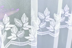Záclona Dreher Mira, Leaves, biela 140 cm